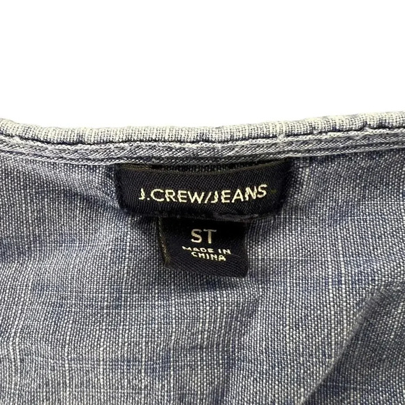 J. Crew Women's Small Tall Chambray Long Sleeve Wrap Blouse with Silver Stars - Picture 2 of 3